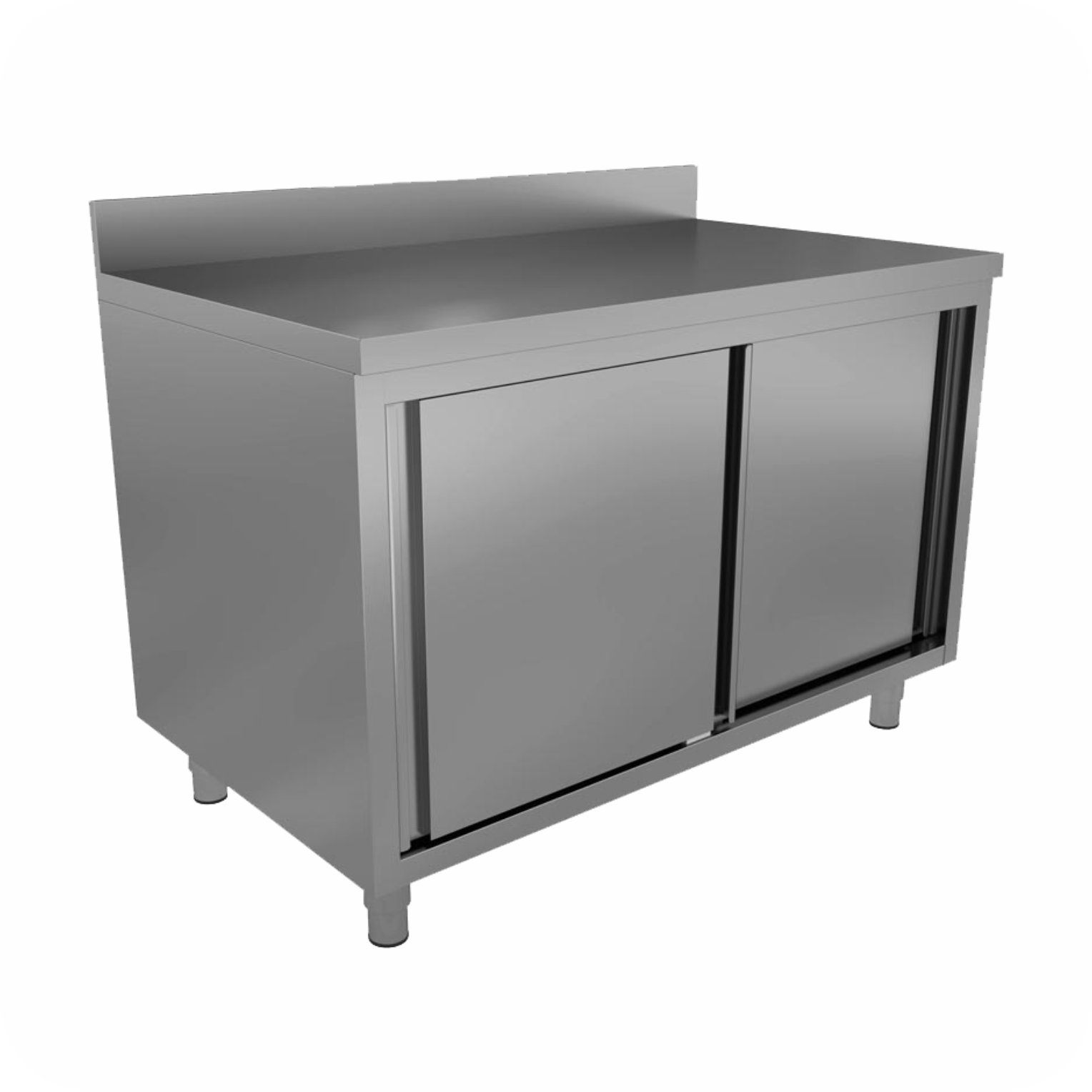 160x70x85 Werktafel Met Schuifdeuren + Opstaande Rand WT-1607085-SS