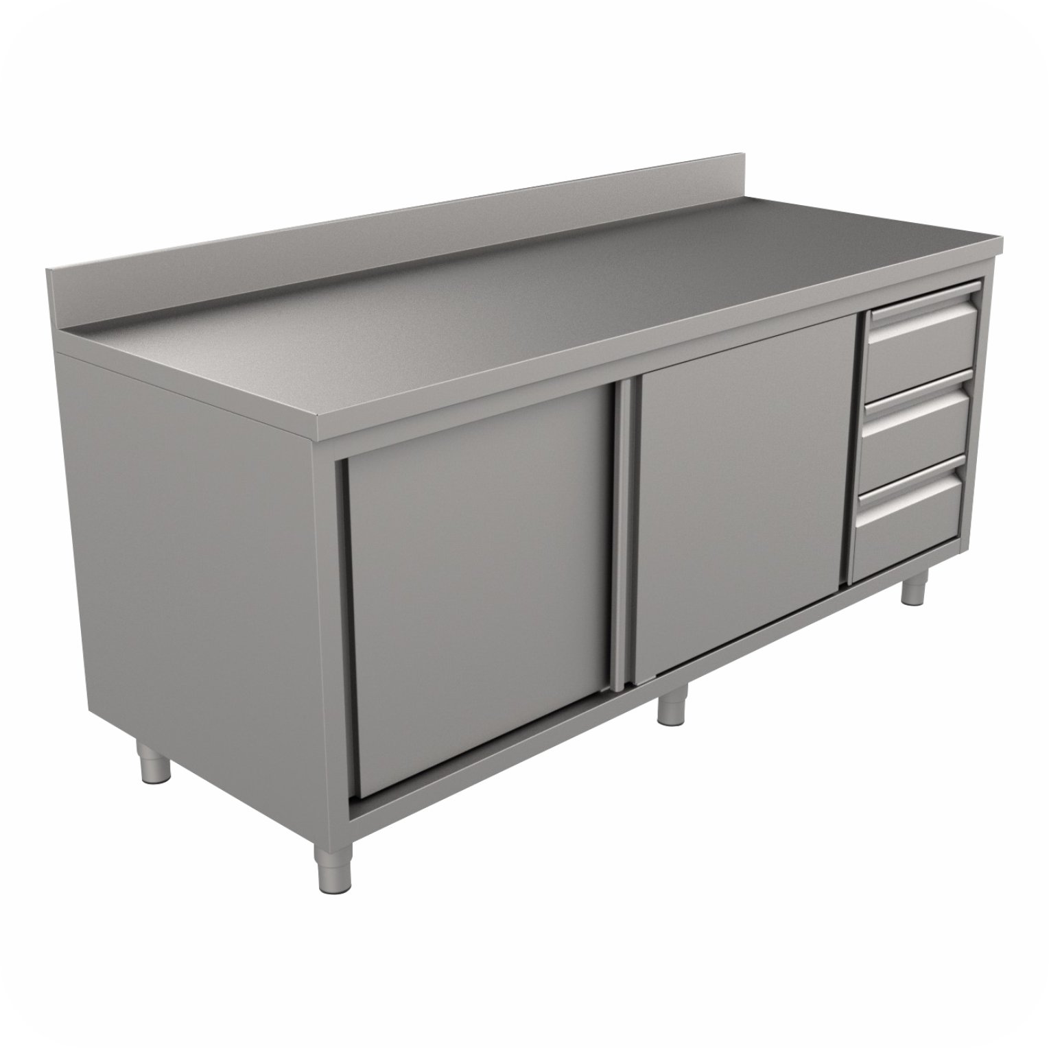 1800x70x85 Werktafel Lade Links Met Schuifdeuren + Opstaande Rand WTS-1807085-SL