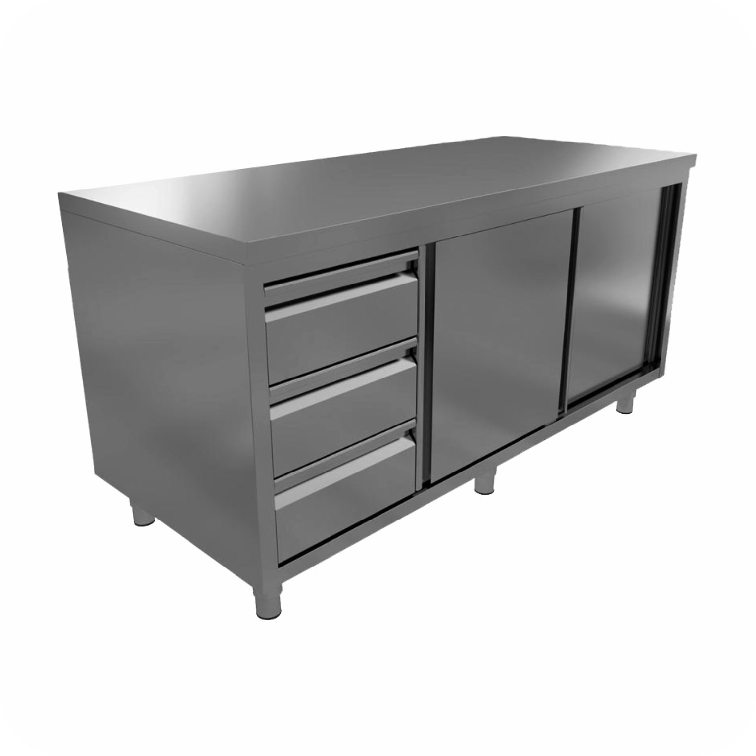 1200x70x85 Werktafel Lade Rechts Met Schuifdeuren WTS-1207085-R